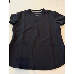 Fabletics Women Black V-Neck Scrub Top Short Sleeve Stretch XS TS2253849-0001